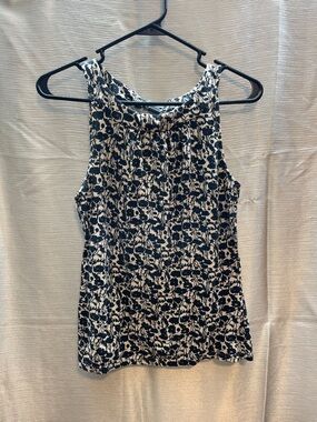 Ann Taylor Factory Black & White Floral Halter Tank